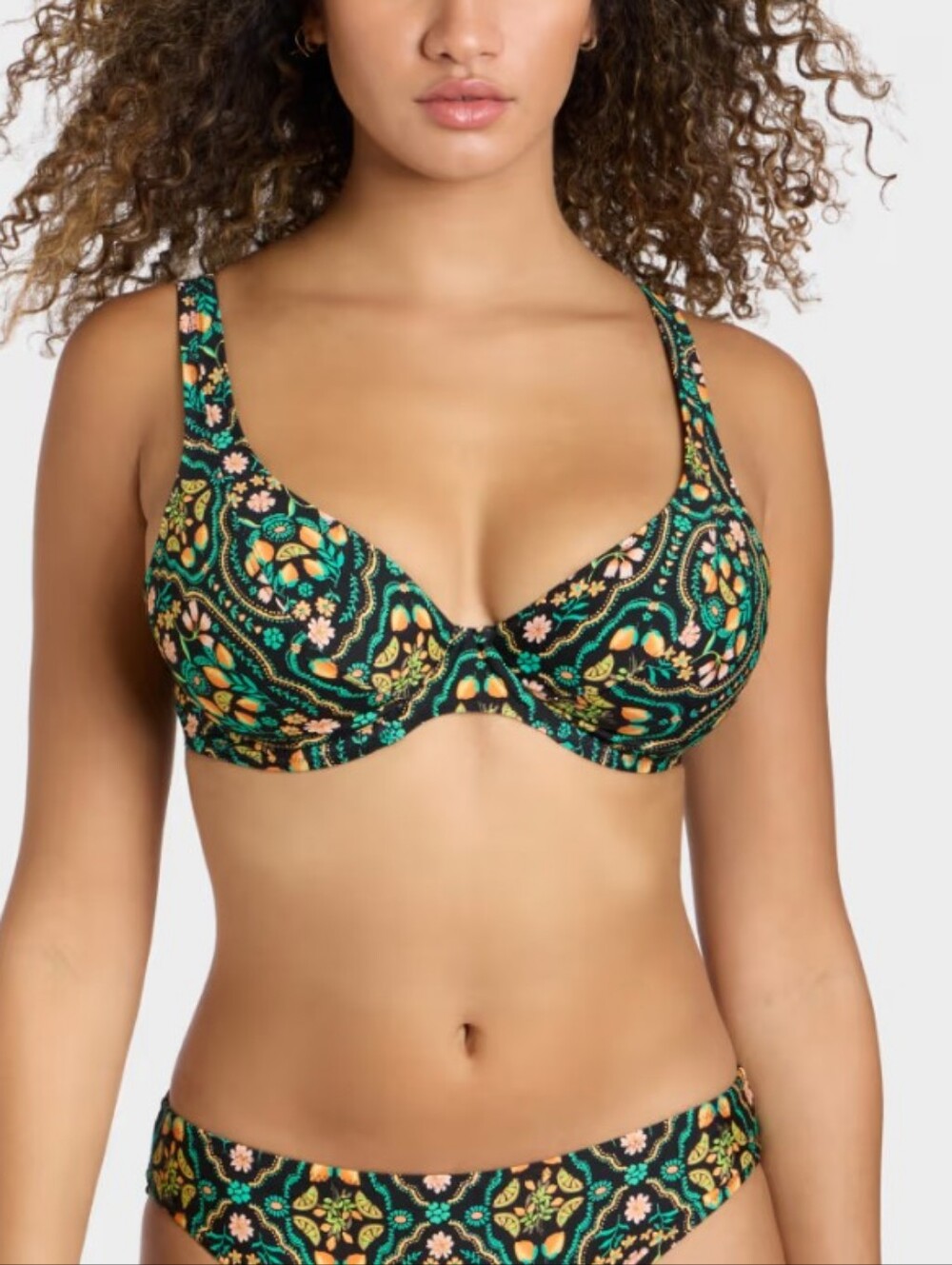 Freya NEW 36G: Underwire Women’s Swim Top in Green Floral Print